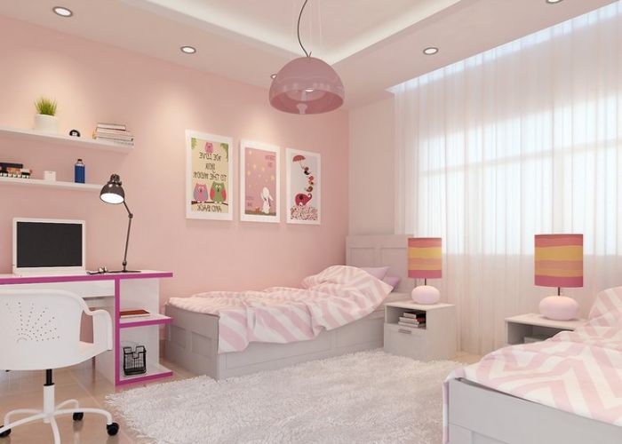Màu hồng - Màu sơn phòng ngủ đẹp cho con gái
