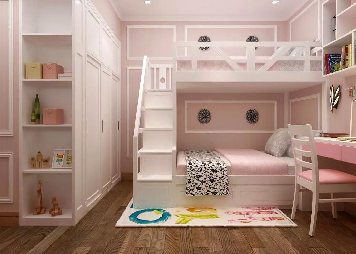 Mẫu thiết kế giường tầng dành cho 2 bé gái