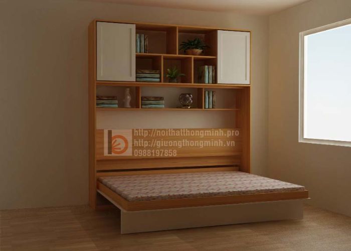 Giường gấp thông minh bằng gỗ 