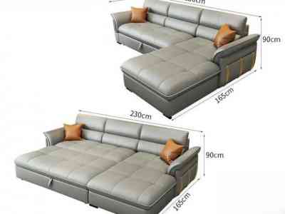 sofa giường chữ L màu be-3