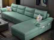 sofa giường góc chữ L bọc da xanh ngọ