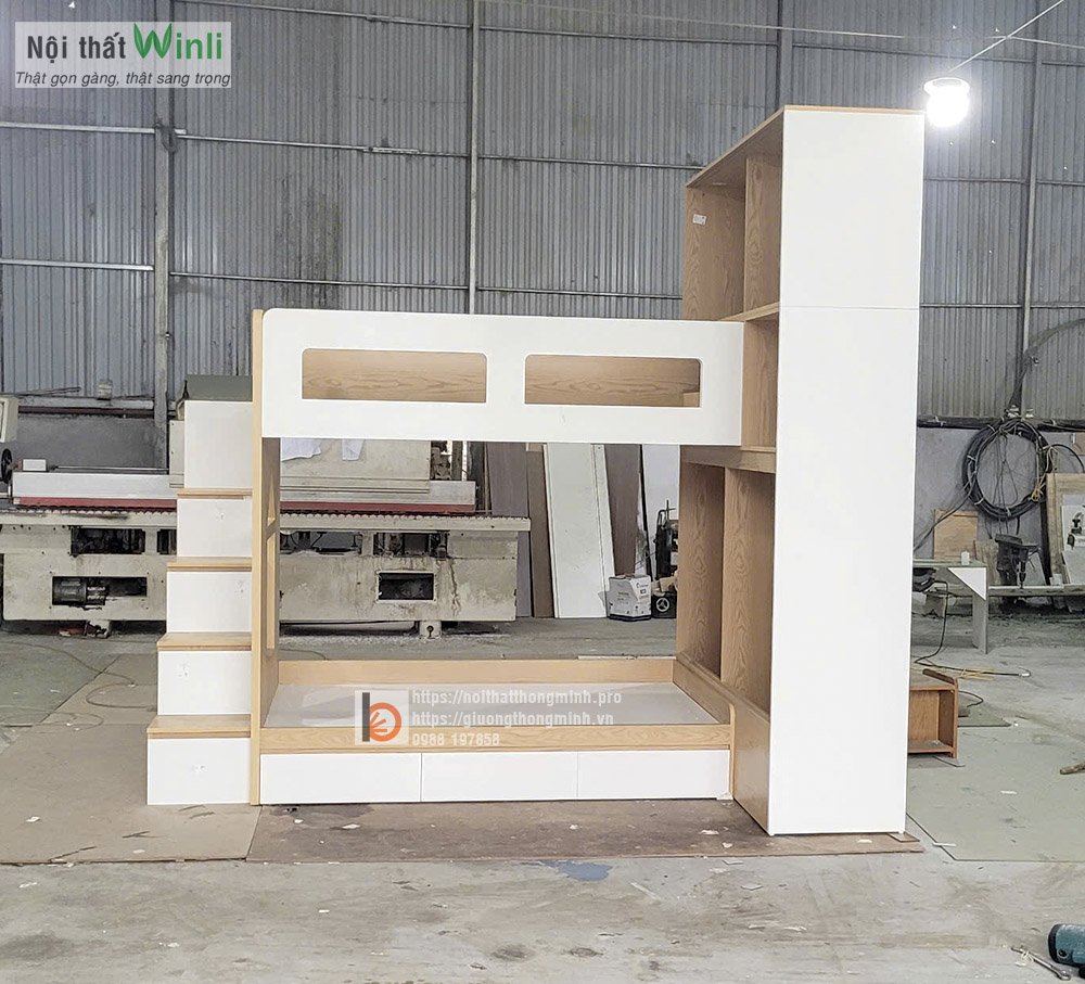 Giường tầng cho bé có bàn học, tủ quần áo Giường tầng cho bé có bàn học, tủ quần áo